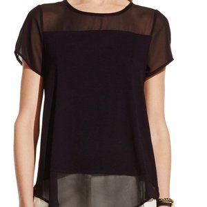 Vince Camuto Black Sheer Panels Top SIze S